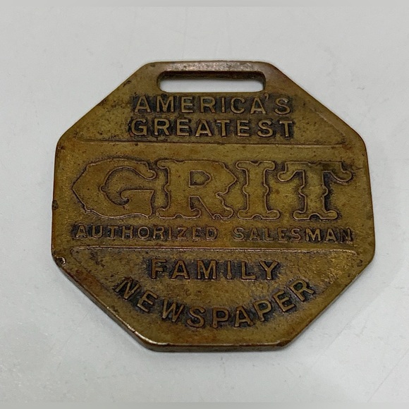 1930s Vintage Octagonal GRIT Newspaper 8 Sided Good Luck Coin - Picture 7 of 10